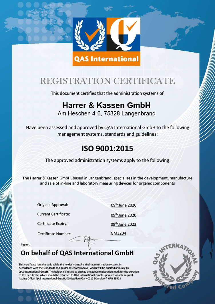 ISO 9001 Zertifikat